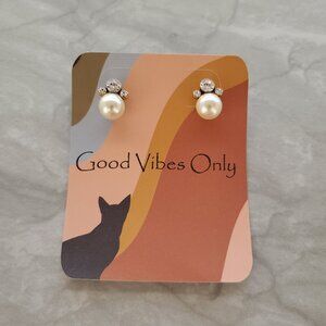 J.crew Pearl Rhinestone Cluster Bridal Wedding Stud Post Earrings